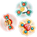 Hooku Suction Toys for Baby, 3 Pcs Suction Cup Toys for Babies, Suction Spinner Toys for Babies, Spinning Toys for Toddlers 1-3, High Chair Toys with Suction Cups, Birthday Gifts for Infants Boy Girl