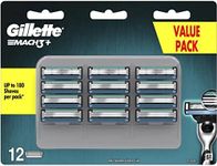 Gillette Men's Mach3+ Manual Razor Blades Value Pack with 12 Cartridges Blade Refills