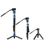 SIRUI P-325FS Camera Monopod Kit, 58.4" Lightweight Telescopic Carbon Fiber Video Monopod with VA-5 Fluid Video Head, Tripod Stand, Flip Locks for DSRL Camera