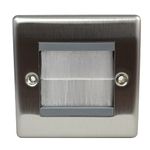 Nexus NBSEMS2 Metal Brushed Steel Single Gang Electrical Faceplate with Grey Brush Module - Neat and Tidy Network Solution for Home or Office