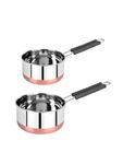 GYOU Stainless Steel Copper Bottom Saucepan, Tea Coffee Pan, Milk Pan-Pot, Induction Base Sauce Pan with Heat Proof Handle Combo Set of 2 Pcs (1.5L & 1L)