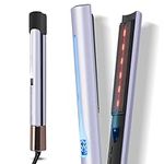 Infrared Ion Hair Straightener & Styler, 2 in 1 Straightener Curls and Straightens, Anti-frizz and Shine Effect, Dual Voltage, 14 Adjust Temp 100-230℃ Purple