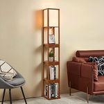 ATAMIN 72" Floor Lamps for Living Room, Sturdy Floor Lamp for Bedroom, Corner Floor Lamp with Shelves and Drawers, Durable Standing Lamp for Bedroom, Strong Tall Lamps for Living Room - Aaron Walnut