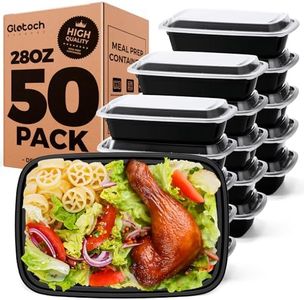 Glotoch Meal Prep Containers 28oz, 50 Pack (100-Piece) Reusable Food Storage Containers with Lids Microwave, Freezer, Dishwasher Safe - Leakproof & BPA Free Durable Plastic Bento Box for Adult