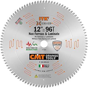 CMT 254.096.12 ITK Industrial Non-Ferrous Metal and Melamine Blade and 12-Inch Diameter by 96 Teeth with 1-Inch Bore, PTFE-Coated