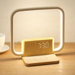 blonbar Sunrise Alarm Clock with Wireless Charging 3 Level Dimmable Bedside Lamps for Bedrooms Living Room,Sunrise Clock Wake-up Light with Natural White Noise Sound Table Lamp for Reading Office.