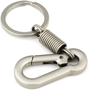 Maycom Retro Style Simple Strong Carabiner Shape Keychain Key Chain Ring Keyring Keyfob Key Holder (Matte Silver)