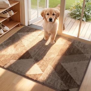 COSY HOMEER Dirt Trapper Door Mat for Indoor 60 x 90 cm, Dirt Trapper Front Door Mat, Polyester Welcome Mat Entrance Rug, Absorbent Non-Slip Indoor Doormat Machine Washable, Brown