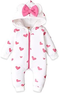 AMAWMW Newborn Valentines Day Outfit Love Heart Hooded Jumpsuit Romper Infant Winter Clothe Baby Girl Gifts Set Stuff Essential