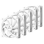 upHere 120mm White Case Fans, 3-Pin, Low Noise, High Airflow, Ultra Quiet, High Performance, 5-Pack for PC Cases & Computer Cooling (NT12043-5)