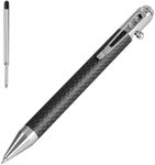 Cool Hand 4.5'' Carbon Fiber Bolt Action Pen with Retractable Stylus Tip for Any Touch Screen, Compact Size, Skelton Out Deep Pocket Clip (5.7''Carbon Fiber Silver)