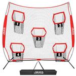 8 x 8 ft Football Throwing Net, Football Trainer Throwing Net with 5 Target Pockets Quarterback Training Equipment Football Target for Throwing Practice Includes Carrying Bag