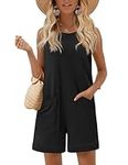 Ekouaer Womens Romper Casual Summer Sleeveless Jumpsuit Short Overalls with Pocket 2025
