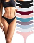 FINETOO 10 Pack Cotton Thongs for Women Breathable Low Rise Bikini Lady Panties Womens Underwear Sexy S-XL (Medium, Set2-10pack)