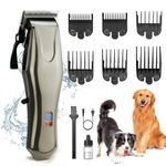 KIKETECH Dog Grooming Clippers Professional - Rechargeable Heavy Duty Dog Clipper for Trim Thick Heavy Coats, Low Noise Cordless Pet Shaver for Small & Large Dogs Cats and Animals, Dark Green