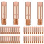 QAQGEAR MIG Welding Contact Tip, 40Pcs Copper Contact Tips 0.6MM 0.8MM 0.9MM 1.0MM for 14AK15AK MIG/MAG Welding Torch Consumables