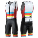 SLS3 Triathlon Suits Mens - Durable FRT Tri Suit Men Triathlon - Sleeveless Trisuit Triathlon Men - Lightweight Mens Triathlon Suit, 2 Pockets (Racing Stripes, Large)