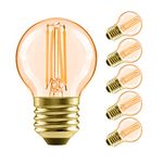 LVWIT G45 Edison LED Globe Bulb, Dimmable 450 Lumens, 4.5W (40W Equivalent), E26 Base, Amber Glow 2500K Warm White, Decorative Filament Bulbs, Pack of 6