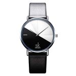 SHENGKE Creative Simplicity Women Watch Genuine Leather Elegant Women Watches Ladies Business Wristwatch (K0095-Black&White)