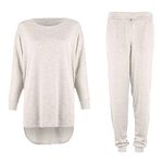 Umbrella Clothing Women 2 Piece Tracksuit Joggers High Low Top and Bottoms Casual Loungewear Knitted Outfit (as8, numeric, numeric_12, numeric_14, regular, regular, Cream)