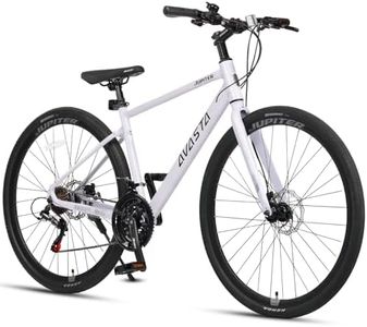 AVASTA 700C Road Adult Step-Over Hybrid Bike Bicycle for Men Woman Male Female, Lightweight Aluminum Frame with 21-Speed Gear for City Commuting, Dual Disc Brakes, 15 inch Frame, Starlight Pink