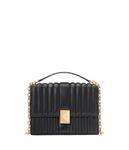 kate spade new york Women's Deco Quilted Leather Chain Shoulder Bag, Black, One Size