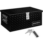 ARKSEN 20" Aluminum Diamond Plate Tool Box Chest Box Pick Up Truck Bed RV Trailer Toolbox Storage With Side Handle And Lock Keys, Black