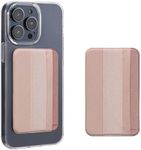 kwmobile Card Holder for Smartphones (Set of 2) - Stick On Wallet for Back of Phone or Case with Hand Strap - Metallic Rose Gold