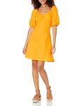 The Drop Women's Nala Twist-Front Linen Mini Dress, Mango, M