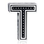 Letter T Charms, Initial T Alphabet Beads in Vintage 925 Sterling Silver, fits Pandora Charm Bracelet, Gift for Teacher/Thanksgiving