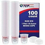 (Full Case of 100 Each - Pint (16oz) Paint Mixing Cups) by Custom Shop - Cups Have calibrated Mixing ratios on Side of Cup Box of 100 Cups