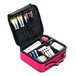 House Of Quirk Makeup Cosmetic Storage Case with Adjustable Compartment - Pink(25x22x9cm)