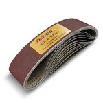 Faoyoon 3x21 Sanding Belts for Woodworking, 18 Pcs Belt Sander Paper for belt sander (3 PCS Of each 60 80 120 180 240 400 Grit), No Overlapped Joint, Reinforced Glue Tape