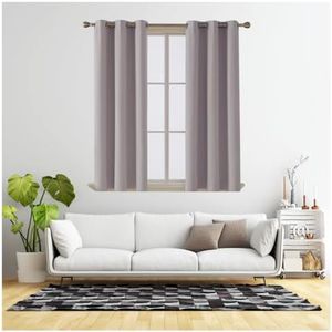REHAN & CO Blackout Thermal Insulated Curtains & Drapes - Black out Ring Top Eyelet window curtain 2 panels with Tie Backs for Bedroom, Living Room (Silver, W46” x L54”)