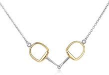 HUKKUN Horse Gift Horseshoe Necklace for Women Horse bit Jewelry 925 Sterling Silver Horse Snaffle Pendant Necklace Horse Gift for Women (Gold&Silver)