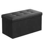 SONGMICS 30 Inches Folding Storage Ottoman Bench, Storage Chest, Footrest, Padded Seat, Ink Black ULSF105