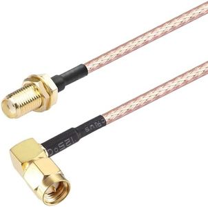 Oiyagai 2pcs 30cm/11.8" SMA Male Right Angle to SMA Female Extension RG316 Coaxial Cable Jumper for Signal Transmission