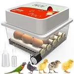 Okköbi OBI-12 Egg Incubator for Hatching Chickens, Ducks & Other Birds + NEW 2024 + Automatic Egg Turner + Temperature Control + Humidity Display + Integrated Egg Candler + 5 YEAR WARRANTY