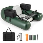 Goplus Inflatable Float Tube, Fishing Belly Boat with Fish Ruler, 2 Detachable Storage Bags, Pump, Carry Bag, Fish Boat with Reinforced Drop Stitch Core for Rivers Lakes Angling, 352LBS Load Capacity