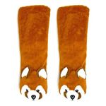 ooohyeah Womens Non Slip Fuzzy 3D Animal Slipper Socks, Funny Warm Cozy Fluffy Cute Indoor Slippers with Grippers, Red Panda, 5-10