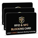 SaiTech IT 3 Pack RFID Blocking Card, One Card Protects Entire Wallet Purse, NFC Contactless Bank Debit Credit Card Protector ID ATM Guard Card Blocker–(Black)