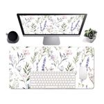 Floral Large Mousepad 31.5 x 15.7 inch, Waterproof Desk Mat Gaming Mouse Pad, Aesthetic Flowers Desktop Mat, Laptop Pad, Computer Writing Mat for Home Office (Purple Pink White C, XX-Large)