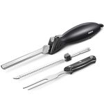 Electric Knife, Z3042 Electric Knife Set for Carving Meats, Poultry, Bread, Crafting Foam & More, 2 Blades for Meats & Bread, Fork Included, Black