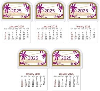 Resurhang 2025 Wall Calendar Mini Stick-on Calendar Adhesive Car Calendar 2025 Monthly Peel and Stick Calendar for Business Cards Auto Car Truck Laptop Fridge Home Office(5 Pcs)