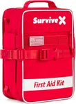 SurviveX Large First Aid Kit for Car, Travel & Home - Emergency Kit for Hiking, Camping, Backpacking and Outdoor Adventures - Includes Zip Stitch Wound Closure Strips