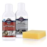 Stainless Steel Rust Remover & Cleaner Kit, Best Stainless Steel Pan Cleaner NSF Safe for Food Areas. Includes Stainless Steel Cleaner for Appliances, Rust Stains Remover, Gloves & Sponge (4 oz)