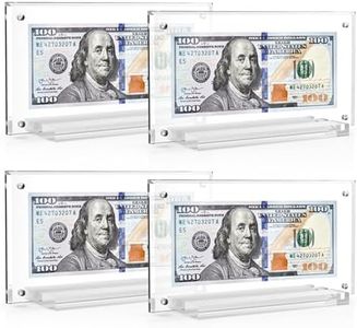 PONNOR Dollar Bill Frame,Acrylic Currency Display Holder Money Frame for Collectors Ticket Protector Photos Display Case,7.8 * 4.1inch（4PCS）