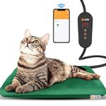 PETNF Outdoor Heated Pet Bed with Waterproof Cover,Pet Heating Pads for Dog,Soft Electric Blanket Auto Temperature Control,Heating Mat for Dog House Cabin Cot Doorway,Rescue Cats (Green with APP)