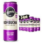 Remedy Kombucha Sugar-Free Organic Drink, Sparkling, Low Calorie, Gut Health Beverage - Black Cherry - 355 mL Can, 24-Pack