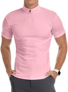 YTD Men’s Short Sleeve Polo Shirt Casual Slim Fit Shirts T Shirts Cotton Tops M Pink
